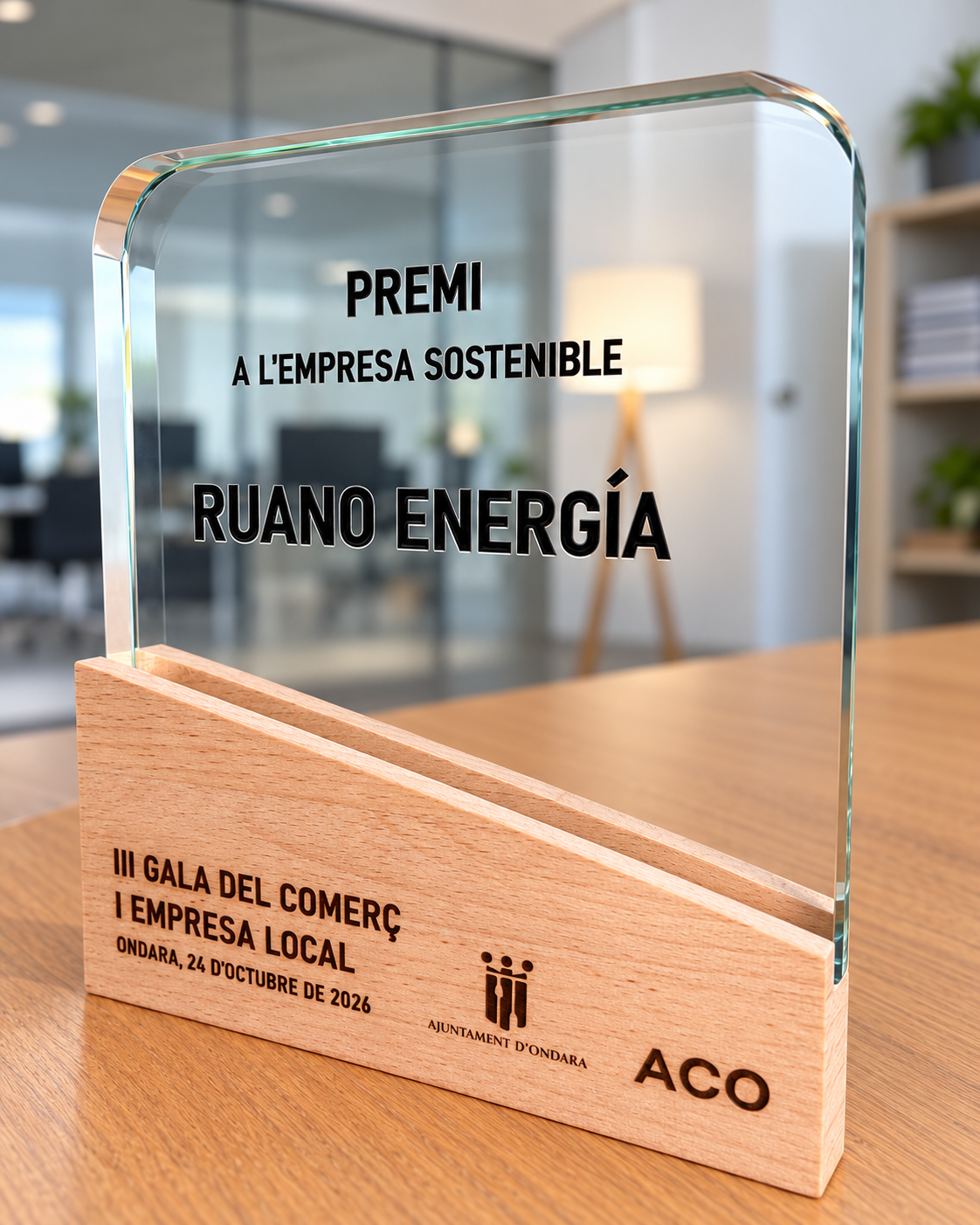 Entrega del reconocimiento a Ruano Energía durante la Gala del Comercio y Empresa de Ondara